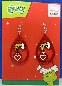 Dr. Seuss The GRINCH NEW Grinch Hand Teardrop Earrings 1.84" x 1.15" - Picture 1 of 4