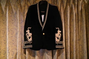 Unused Balmain Studded Embroidered Crystal Decorated Velvet Jacket Size 46 Black - Picture 1 of 9