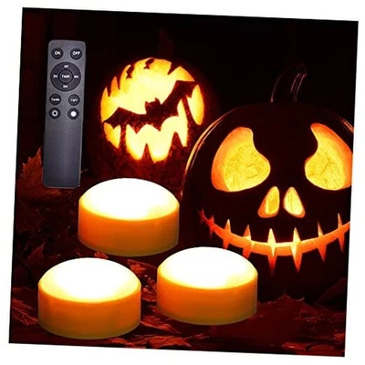  3 Pack Battery Operated LED Pumpkin Lights with Remote Orange-3 Pack-2.6"x1.5" - Image 1 of 4