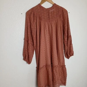 Zara Mock Neck Textured Tiered Lace Dress Blush Pink Girl Size 13/14 - Picture 1 of 19