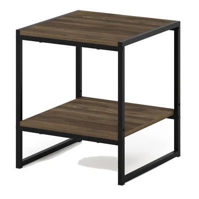 Furinno Camnus Engineered Wood Living 2-Tier End Table in Columbia Walnut - Image 1 of 4