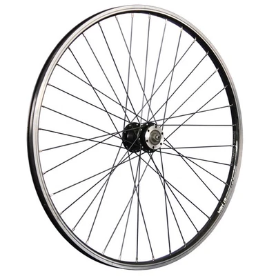 Laufrad 26 Zoll Fahrrad Vorderrad Hohlkammer Felge 6 Loch Disc Nabe schwarz QR - Bild 1 von 4