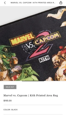 Alfombra Kith Marvel vs Capcom Estampada Negra Nueva en Mano Foto 1 de 4