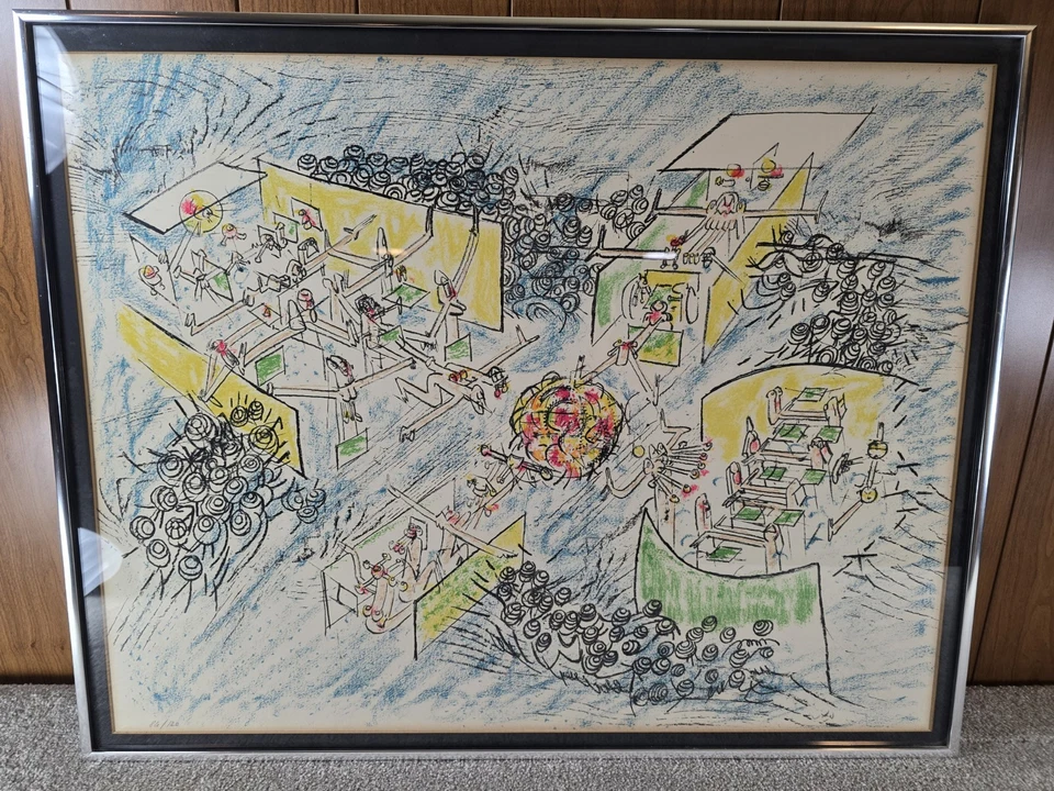 Litografía firmada por Roberto Matta 86/120 surrealista de mediados de siglo abstracta moderna Foto 1 de 4