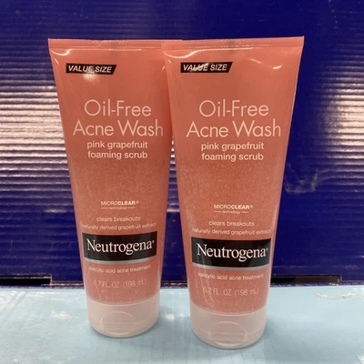 2X Neutrogena Oil-Free Acne Wash Foaming Facial Scrub Pink Grapefruit 04-27+ - Image 1 of 3