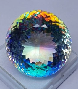 50.50 Ct Natural Mystic Topaz Rainbow Color ROUND Cut Certified Loose Gemstone - Picture 1 of 8