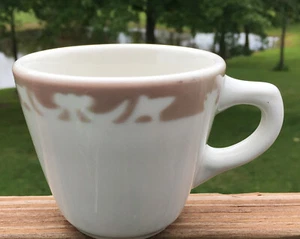 Syracuse China USA Restaurant Ware "Nutmeg" 3" Flat Cup Brown & White Pattern - Picture 1 of 5