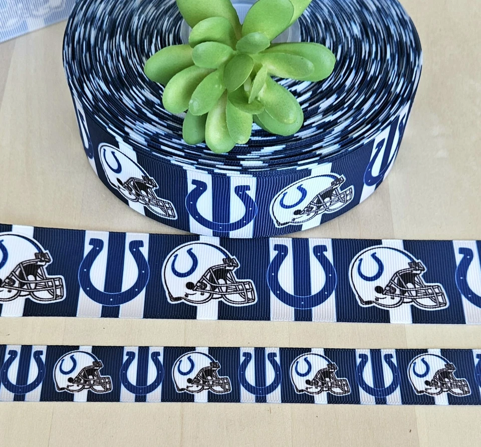 5/8, 7/8, 1.5 & 3" (1YD) Indianapolis Colts Grosgrain Ribbon Football Team - Image 1 of 1