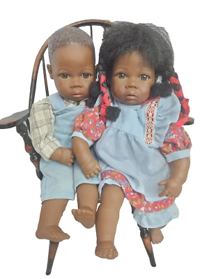 Firmado Negro Heidi Ott Twins Original Diseño Artista Suizo Niños Afroamericanos Foto 1 de 4