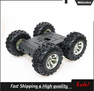 Kit de chasis de coche robot inteligente 4x4 aleación de aluminio ruedas negras + motores de 12 V - Imagen 1 de 4