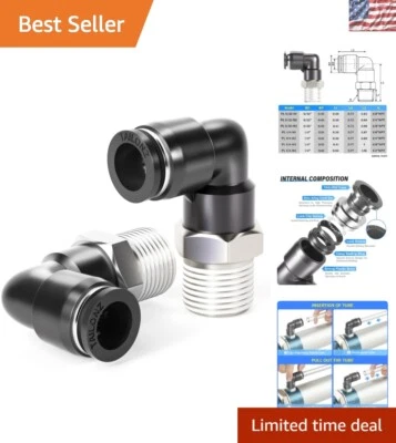 90-Degree Male Elbow Push to Connect Fittings, Pack of 20 - 1/4 Inch OD - Image 1 of 4