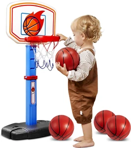 Toddler Basketball Arcade Game Set Adjustable Goal with 4 Ball for Kids' Gifts - Picture 1 of 8