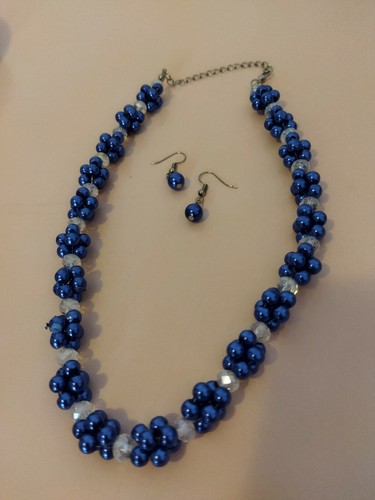 Collana donna perle blu idea regalo San Valentino + omaggio orecchini!