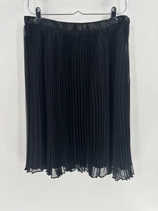 Victor Costa Vintage Skirt Womens 8 Black Pleated Lined Knee Length Chiffon - Picture 1 of 11