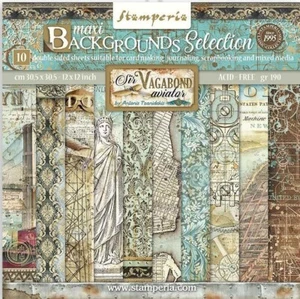 Stamperia SIR VAGABOND AVIATOR BACKGROUNDS - 12" X 12" Double Sided Paper 10/PKG - Picture 1 of 11