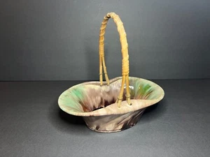 Vintage Ceramic Sea Nymph 1899 Basket w/ Rattan Wicker Handle - Made in Germany - Picture 1 of 7