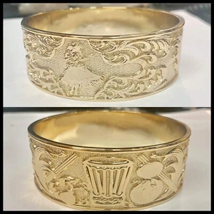 Gold Plated Hula Hawaii Drum Bangle Bracelet - Picture 1 of 1