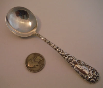 Chrysanthemum by Durgin Sterling Silver 5 5/8" Bouillon Soup Spoon Antique NICE - Image 1 of 4