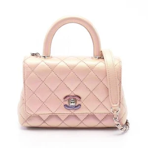 CHANEL Coco Handle XXS Matelasse 2way Handbag AS2215 leather Pink Used SHW CC - Picture 1 of 7