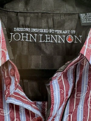 John Lennon Mens Dress Blue Striped Shirt Sz XXL double button peace Beatles - Image 1 of 4