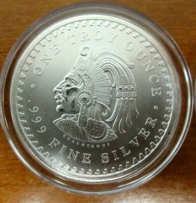 Aztec Mayan Calendar - Cuauhtemoc 1 oz .999 Silver BU Round Bullion Coin - Image 1 of 4