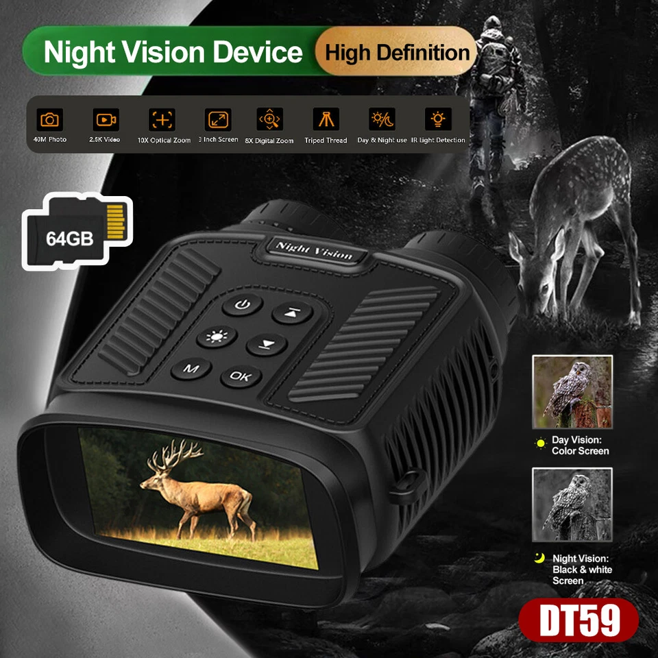 1080P Binoculars 8X Digital Zoom Day/Night Telescope Infrared Night Vision New - Image 1 of 4