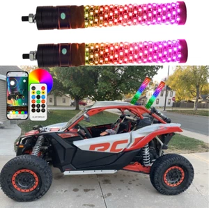 Par de luces LED gruesas RGB de 1 pie antena espiral persecución para Can-Am Maverick X3 - Imagen 1 de 13