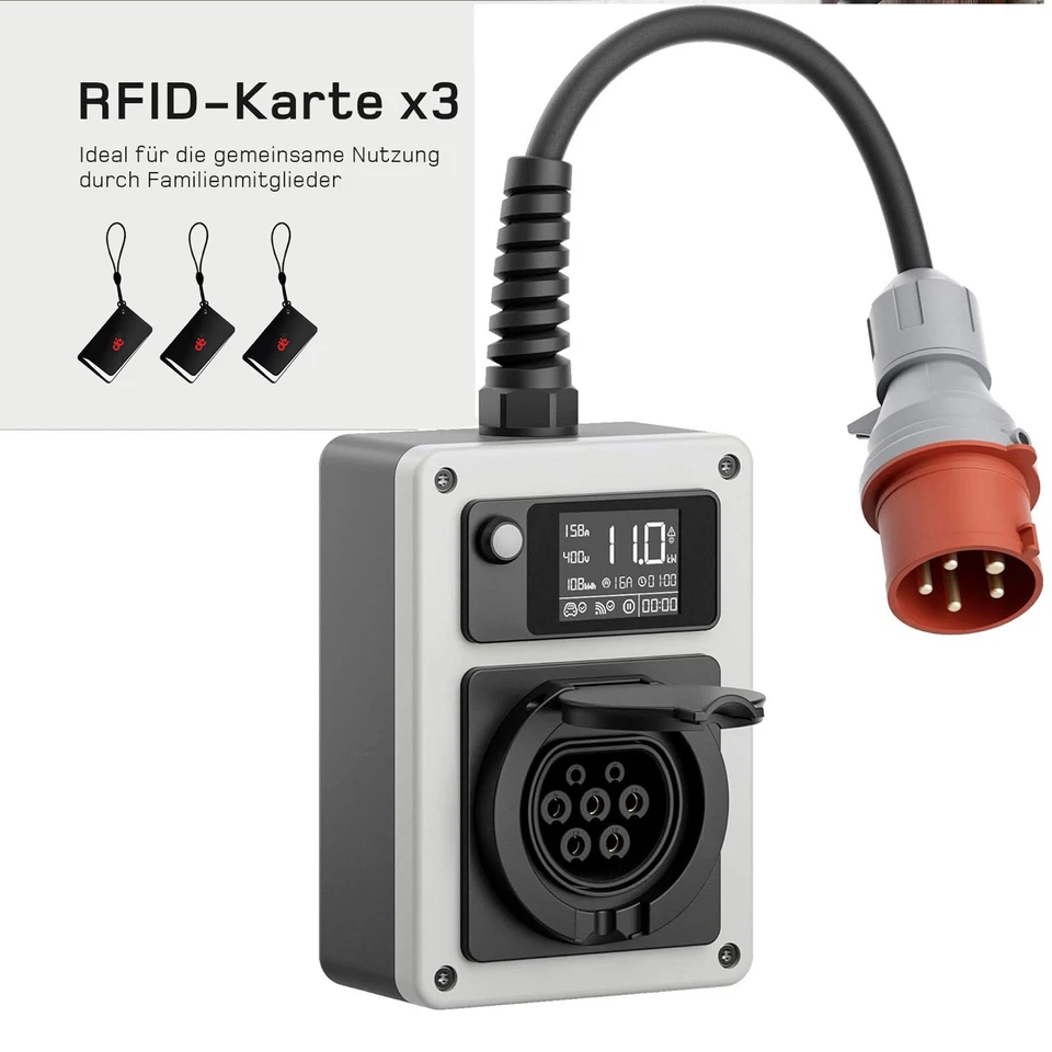 11kW EV Mobile Wallbox CEE Ladekabel 16A Typ 2 für Elektroauto und Hybrid WIFI - Bild 1 von 4