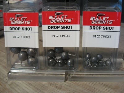 3 Packs Bullet Weights Drop Shot Balls - 1/8, 1/4 & 3/8 Oz Sinkers (1 Pack Each) - image 1 of 4