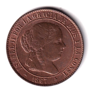 ESPAÑA 2 1/2 centimos de escudo 1867 Segovia S/C Reina Isabel II - Imagen 1 de 2