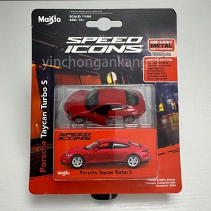 PORSCHE TAYCAN TURBO S red 1:64 DIECAST MODEL CAR BY MAISTO 15700-24H-3H - Picture 1 of 9