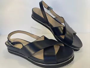 Antonio Melani scarpe donna sandali in pelle navy con fibbia sul retro taglia 10 mai indossate - Foto 1 di 10