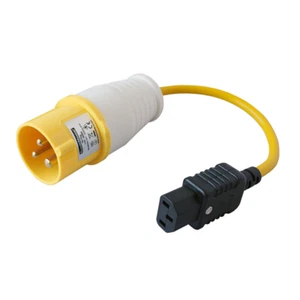 Adaptador de prueba PAT amarillo - 110 voltios (16 amperios) ENCHUFE a toma IEC hembra - Imagen 1 de 1