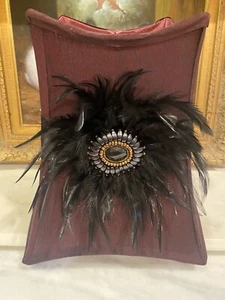 Vintage Luxury Lampshade Faux Silk Bell Square  Black  Embellishment 10” By 9” - Picture 1 of 4