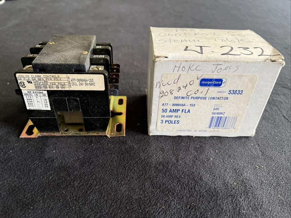 Joslyn Clark A77-309046A-153 50 FLA 50 Amp Resistivo 24V 3 Polos NAED 53833 NUEVO Foto 1 de 4