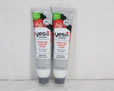Pack of 2 Yes To Tomatoes Charcoal Peel Off Mask Blemish Prone Skin 2 FL OZ New - Image 1 of 4