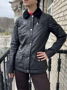Barbour Ferrera Jacket Wax Coat Black Women's Size S, US 6 - Picture 1 of 23