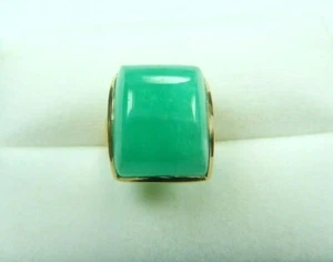 Colombian Cabochon Emerald Ring 38.00 Cts Emerald Cut 18K Y. Gold 7US Muzo Mines - Picture 1 of 12