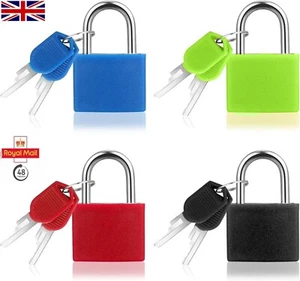 4x Heavy Duty Padlocks Small Coloured Brass Travel Luggage Bag Suitcase Lock Set - Picture 1 of 8