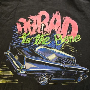 Rare Vintage BBBad Bad To The Bone 57 Chevy T Shirt 80s 90s Sportswear Black L - Picture 1 of 9