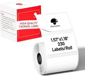Phomemo Labels for M110, 1-1/2'' x 1-1/8''(40 x 30mm) Square White Thermal Paper - Picture 1 of 9