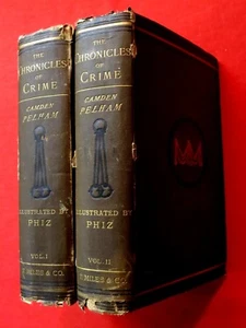 1887 CHRONICLES OF CRIME / VOLUME I & II / BOOKPLATE / ILLUSTRATED, LONDON - Picture 1 of 12
