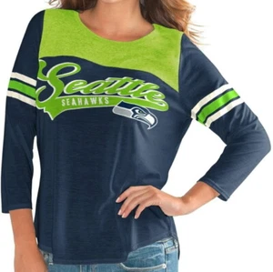 Women's Seattle Seahawks NFL Touchdown 3/4 Sleeve T-Shirt - Picture 1 of 1