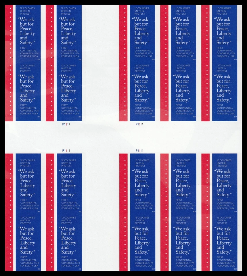 US 5939a First Continental Congress imperf NDC cross gutter block 20 A MNH 2024 - Image 1 of 1