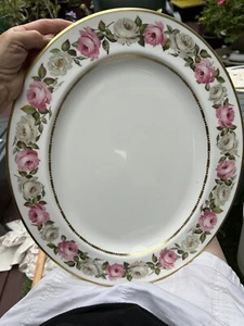 ROYAL WORCESTER ROYAL GARDEN DOTTED INNER RING 17” OVAL PLATTER PRISTINE - Picture 1 of 6