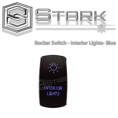 BLUE Laser Etched LED Rocker Switch Dual Light 20A 12V ON OFF - INTERIOR LIGHTS - Image 1 of 4