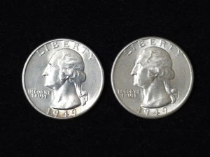 1949 & 1949 - D Washinton Silver Quarters Stempelglanz 41114 - Bild 1 von 2