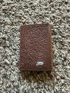 Justin Boots Tri Fold Tooled Leather Wallet New - Picture 1 of 11
