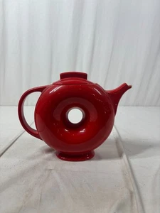 Vintage Hall China Chinese Red Donut Teapot Art Deco 3.11 - Picture 1 of 9