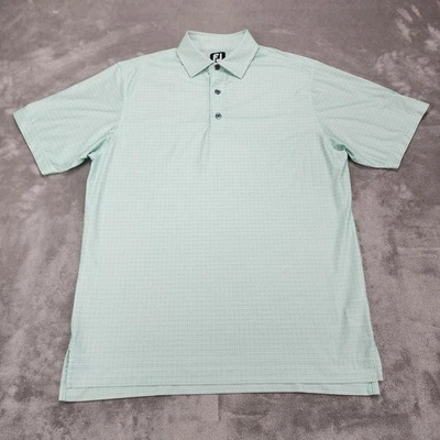 FootJoy Polo Shirt Mens Medium Mint Green Check Golf Performance Stretch Galaxy - Image 1 of 4